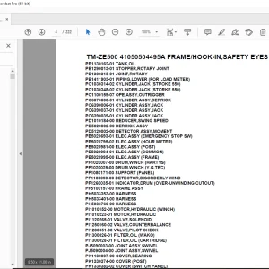 Tadano TM-ZE500 41050504495A FRAME/HOOK-IN,SAFETY EYES Parts Manual PDF