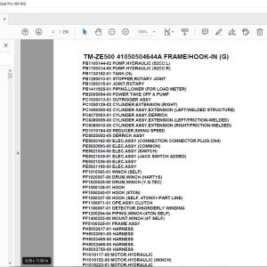 Tadano Crane TM-ZE500 41050504644A FRAME HOOK-IN (G) AParts Manual PDF