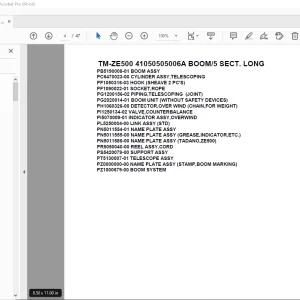 Tadano Crane TM-ZE500 41050505006A BOOM/5 SECT.LONG Parts Manual PDF