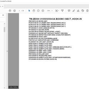 Tadano TM-ZE500 41050505043A BOOM/3 SECT.,HOOK-IN Parts Manual PDF