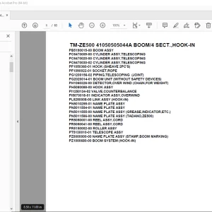 Tadano Crane TM-ZE500 41050505044A BOOM/4 SECT.,HOOK-IN Parts Manual PDF