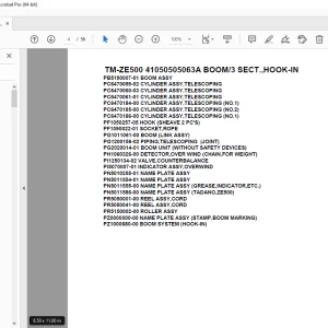 Tadano Crane TM-ZE500 41050505063A BOOM/3 SECT.,HOOK-IN Parts Manual PDF