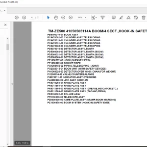 Tadano TM-ZE500 41050505114A BOOM/4 SECT.,HOOK-IN,SAFETY EYES Parts Manual PDF