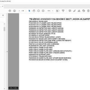 Tadano TM-ZE500 41050505115A BOOM/5 SECT.,HOOK-IN,SAFETY EYES Parts Manual PDF