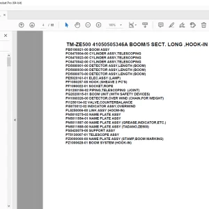 Tadano Crane TM-ZE500 41050505346A BOOM/5 SECT. LONG,HOOK-IN Parts Manual PDF