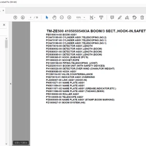 Tadano Crane TM-ZE500 41050505493A BOOM/3 SECT.,HOOK-IN Parts Manual PDF