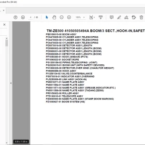 Tadano TM-ZE500 41050505494A BOOM 3 SECT.,HOOK-IN,SAFETY EYES Parts Manual  PDF