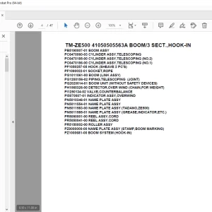 Tadano Crane TM-ZE500 41050505563A BOOM/3 SECT.,HOOK-IN Parts Manual PDF