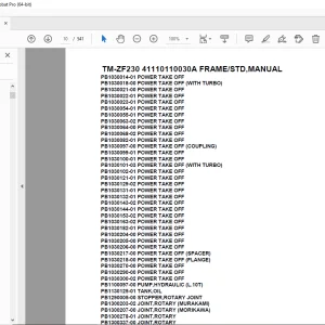 Tadano Crane TM-ZF230 41110110030A FRAME/STD,MANUAL Parts Manual PDF