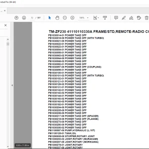 Tadano TM-ZF230 41110110330A FRAME/STD,REMOTE-RADIO CONT. Parts Manual PDF