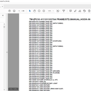 Tadano TM-ZF230 41110110570A FRAME/STD,MANUAL,HOOK-IN Parts Manual  PDF