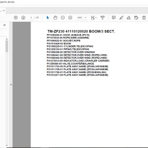 Tadano Crane TM-ZF230 41110120020 BOOM/3 SECT Parts Manual  PDF