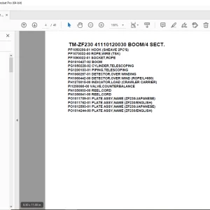 Tadano Crane TM-ZF230 41110120030 BOOM/4 SECT. Parts Manual PDF
