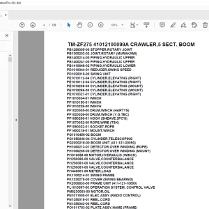 Tadano Crane TM-ZF275 41012100099A CRAWLER,5 SECT.BOOM Parts Manual PDF