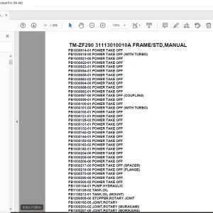 Tadano Crane TM-ZF290 31113010010A FRAME/STD,MANUAL Parts Manual PDF