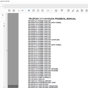 Tadano Crane TM-ZF290 31113010020A FRAME/SL,MANUAL Parts Manual PDF