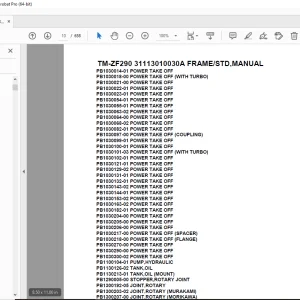 Tadano Crane TM-ZF290 31113010030A FRAME/STD,MANUAL Parts Manual PDF