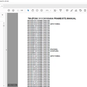 Tadano Crane TM-ZF290 31113010040A FRAME/STD,MANUAL Parts Manual PDF
