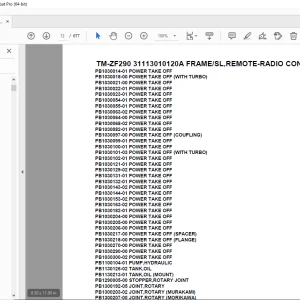 Tadano TM-ZF290 31113010120A FRAME/SL,REMOTE-RADIO CONT. Parts Manual PDF