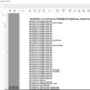 Tadano TM-ZF290 31113010210A FRAME/STD,MANUAL,HOOK-IN Parts Manual PDF