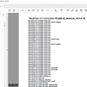 Tadano Crane TM-ZF290 31113010220A FRAME/SL,MANUAL,HOOK-IN Parts Manual PDF