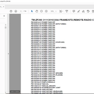 Tadano TM-ZF290 31113010330A FRAME/STD,REMOTE-RADIO CONT. Parts Manual PDF