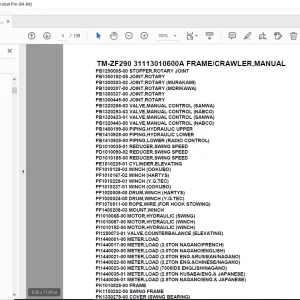 Tadano Crane TM-ZF290 31113010600A FRAME/CRAWLER,MANUAL Parts Manual PDF