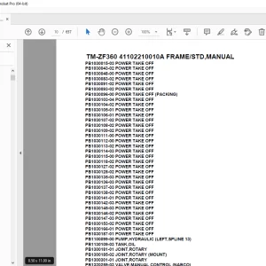 Tadano Crane TM-ZF360 41102210010A FRAME/STD,MANUAL Parts Manual PDF