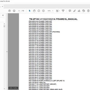 Tadano Crane TM-ZF360 41102210021A FRAME/SL,MANUAL Parts Manual  PDF