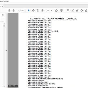 Tadano Crane TM-ZF360 41102210030A FRAME/STD,MANUAL Parts Manual PDF