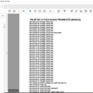 Tadano Crane TM-ZF360 41102210040A FRAME/STD,MANUAL Parts Manual PDF