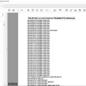 Tadano Crane TM-ZF360 41102210061A FRAME/STD,MANUAL Parts Manual PDF