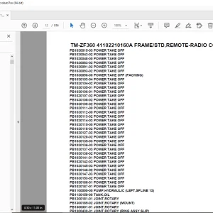 Tadano TM-ZF360 41102210160A FRAME/STD,REMOTE-RADIO CONT. Parts Manual PDF