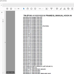 Tadano TM-ZF360 41102210221A FRAME/SL,MANUAL,HOOK-IN Parts Manual PDF