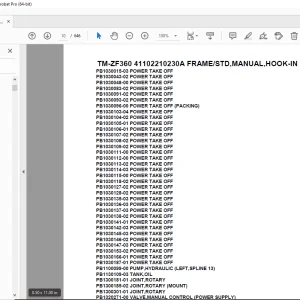Tadano TM-ZF360 41102210230A FRAME/STD,MANUAL,HOOK-IN Parts Manual PDF