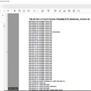 Tadano TM-ZF360 41102210240A FRAME/STD,MANUAL,HOOK-IN Parts Manual PDF