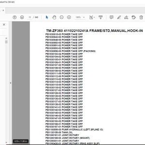 Tadano Crane TM-ZF360 41102210241A FRAME/STD,MANUAL,HOOK-IN Parts Manual PDF