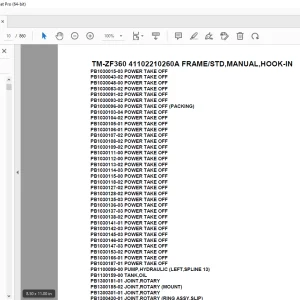 Tadano TM-ZF360 41102210260A FRAME/STD,MANUAL,HOOK-IN Parts Manual PDF