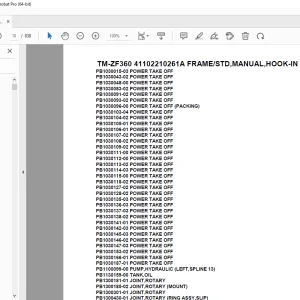 Tadano TM-ZF360 41102210261A FRAME/STD,MANUAL,HOOK-IN Parts Manual PDF