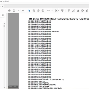 Tadano TM-ZF360 41102210340A FRAME/STD,REMOTE-RADIO CONT. Parts Manual PDF