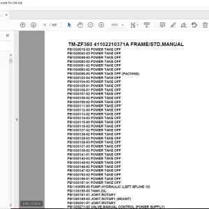 Tadano Crane TM-ZF360 41102210371A FRAME/STD,MANUAL Parts Manual PDF