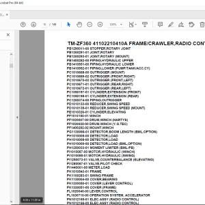 Tadano TM-ZF360 41102210410A FRAME/CRAWLER,RADIO CONTROL, Parts Manual PDF