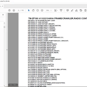 Tadano TM-ZF360 41102210480A FRAME/CRAWLER,RADIO CONTROL Parts Manual PDF