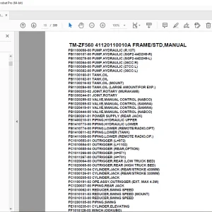 Tadano Crane TM-ZF560 41120110010A FRAME/STD, Parts Manual PDF