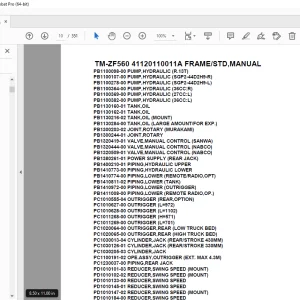 Tadano Crane TM-ZF560 41120110011A FRAME/STD, Parts Manual PDF