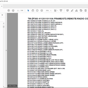 Tadano TM-ZF560 41120110110A FRAME/STD,REMOTE-RADIO CONT. Parts Manual PDF