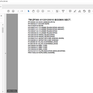 Tadano Crane TM-ZF560 41120120010 BOOM/6 SECT. Parts Manual PDF