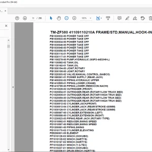 Tadano TM-ZF580 41109110210A FRAME/STD,MANUAL,HOOK-IN Parts Manual PDF