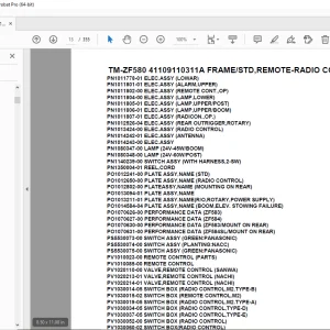 Tadano TM-ZF580 41109110311A FRAME/STD,REMOTE-RADIO CONT Parts Manual PDF