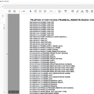 Tadano Crane TM-ZF580 41109110320A FRAME/SL,REMOTE-RADIO CONT. Parts Manual PDF